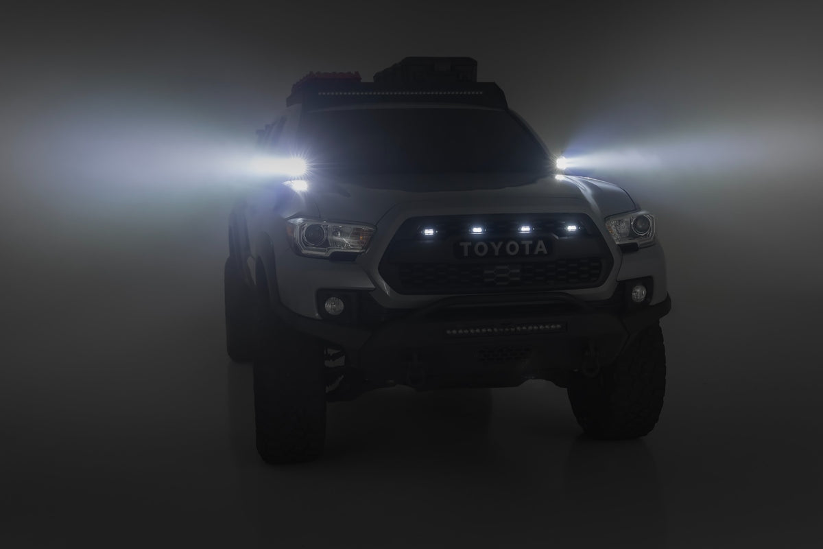 LED Light Kit | Ditch Mount | 2&quot; Black Pair | White DRL | Toyota Tacoma (16-23)