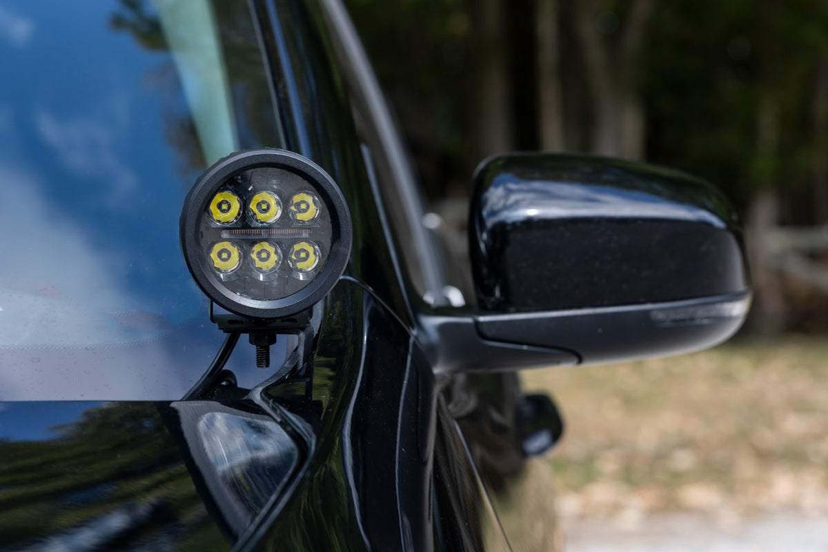 LED Light Kit | Ditch Mount | Black Series Round | 3.5 Inch | Amber DRL | Jeep Cherokee KL (14-21)