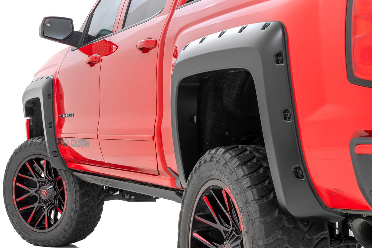 Pocket Fender Flares | 6&#39;7&quot; &amp; 8&#39; Bed | GBA Black | Chevy Silverado 1500 (14-18)/ 2500HD (15-19)