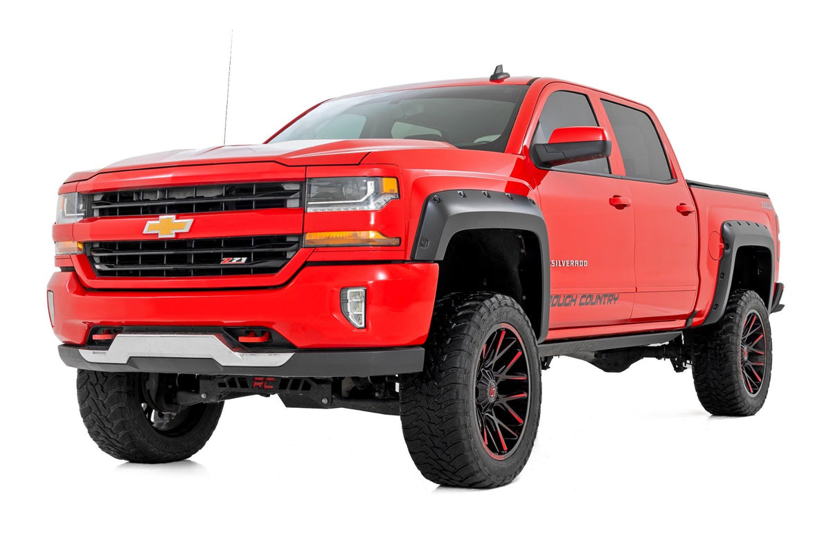 Pocket Fender Flares | 6&#39;7&quot; &amp; 8&#39; Bed | GBA Black | Chevy Silverado 1500 (14-18)/ 2500HD (15-19)