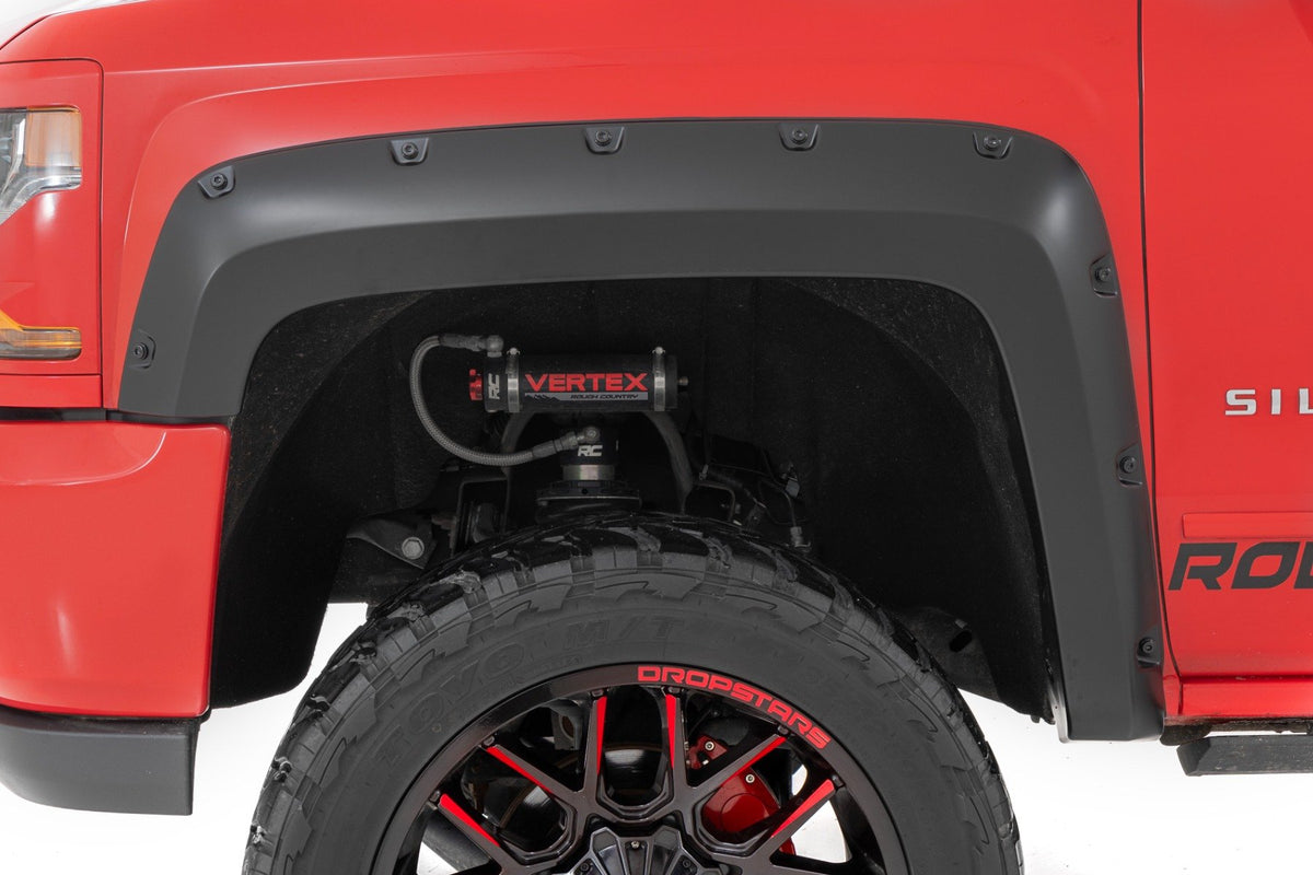 Pocket Fender Flares | 6&#39;7&quot; &amp; 8&#39; Bed | GBA Black | Chevy Silverado 1500 (14-18)/ 2500HD (15-19)