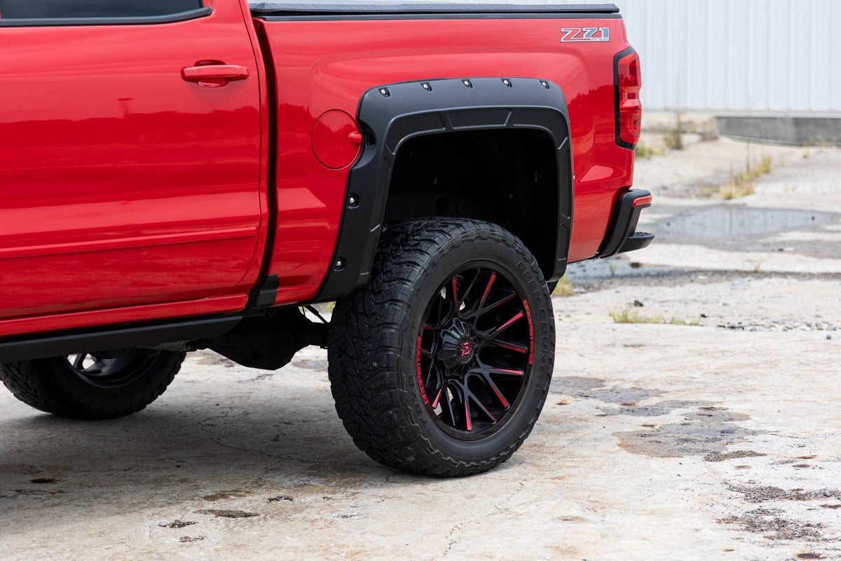 Fender Flares | Defender | 6&#39;7&quot; &amp; 8&#39; Bed | G7C Red Hot | Chevy Silverado 1500 (14-18)