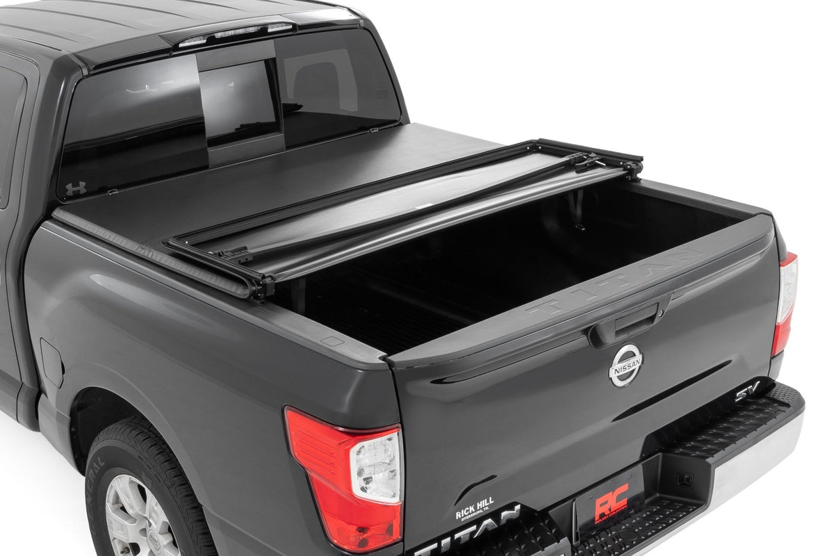 Soft Tri-Fold Bed Cover | 5&#39;7&quot; Bed | Nissan Titan 2WD/4WD (17-24)