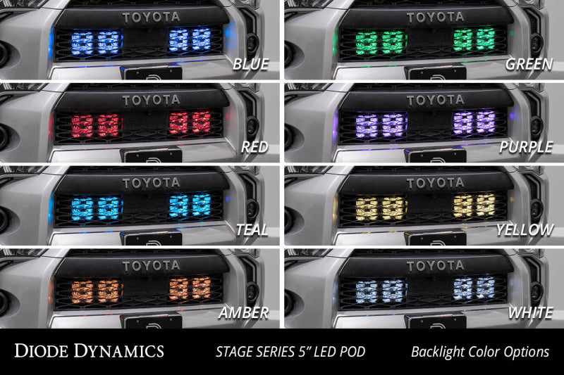 Diode Dynamics 14-23 Toyota 4Runner SS5 Stealth Grille LED 2-Pod Kit - Pro White Combo - DD7536