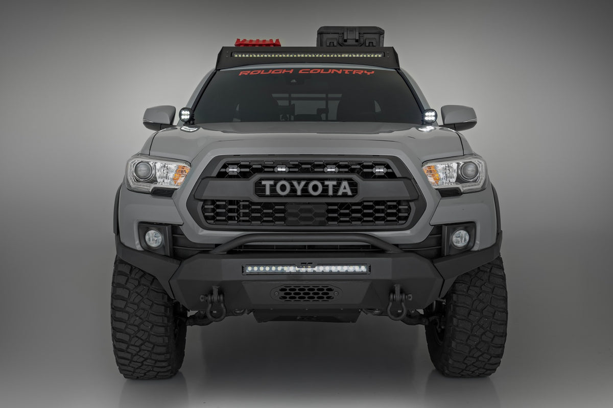 LED Light Kit | Ditch Mount | Black Series Round | 3.5 Inch | Amber DRL | Toyota Tacoma (16-23)