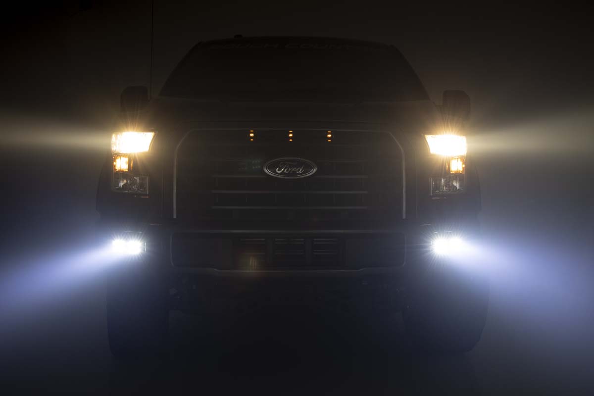 LED Light Kit | Fog Mount | Dual 2&quot; Black Pairs | Spot/Flood | Ford F-150 (15-17)