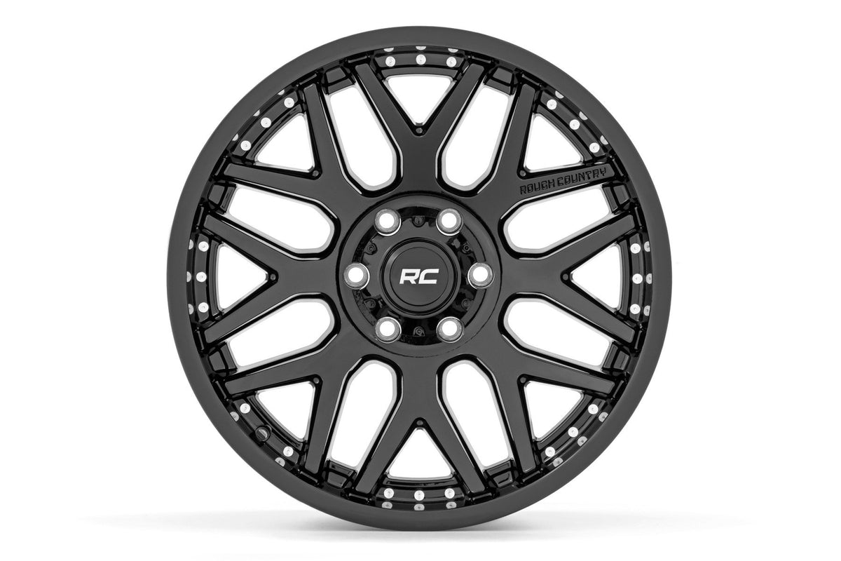 Rough Country 95 Series Wheel | One-Piece | Gloss Black | 20x10 | 6x5.5 | -18mm