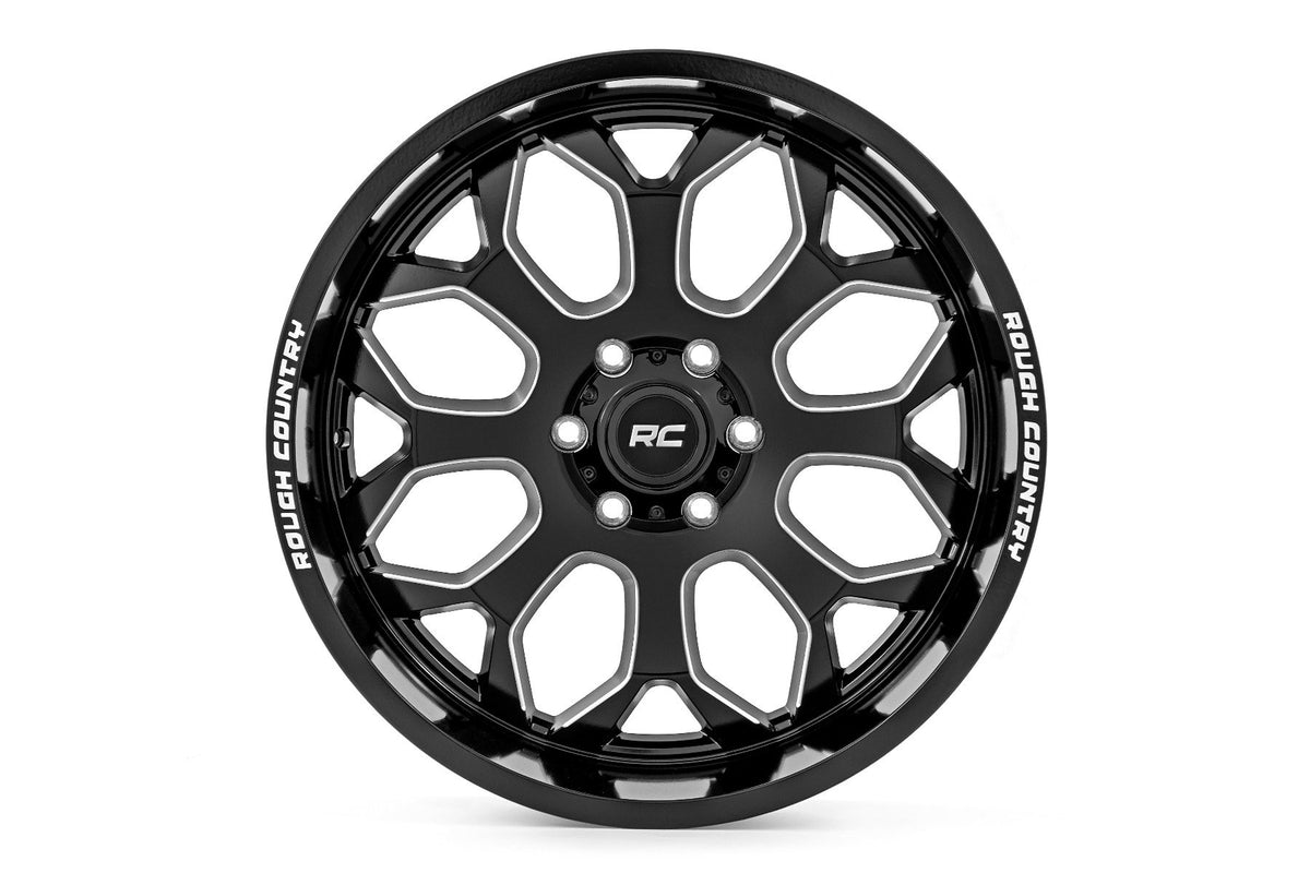 Rough Country 96 Series Wheel | One-Piece | Gloss Black | 20x9 | 6x5.5 | -12mm