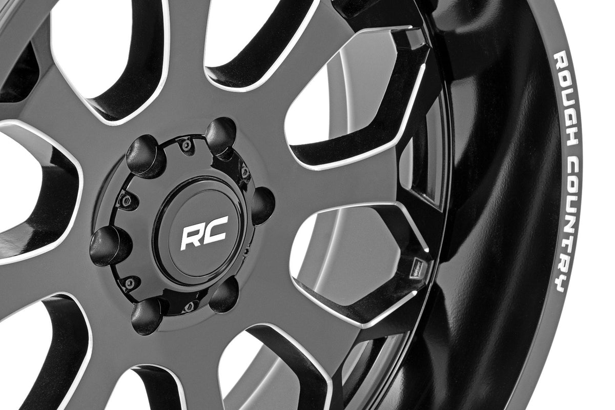 Rough Country 96 Series Wheel | One-Piece | Gloss Black | 20x9 | 6x5.5 | -12mm