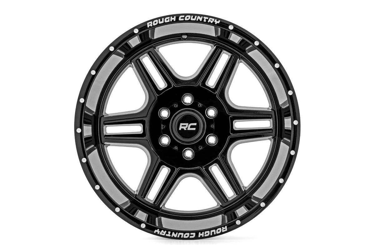 Rough Country 92 Series Wheel | Machined One-Piece | Gloss Black | 20x9 | 8x180 | +0mm