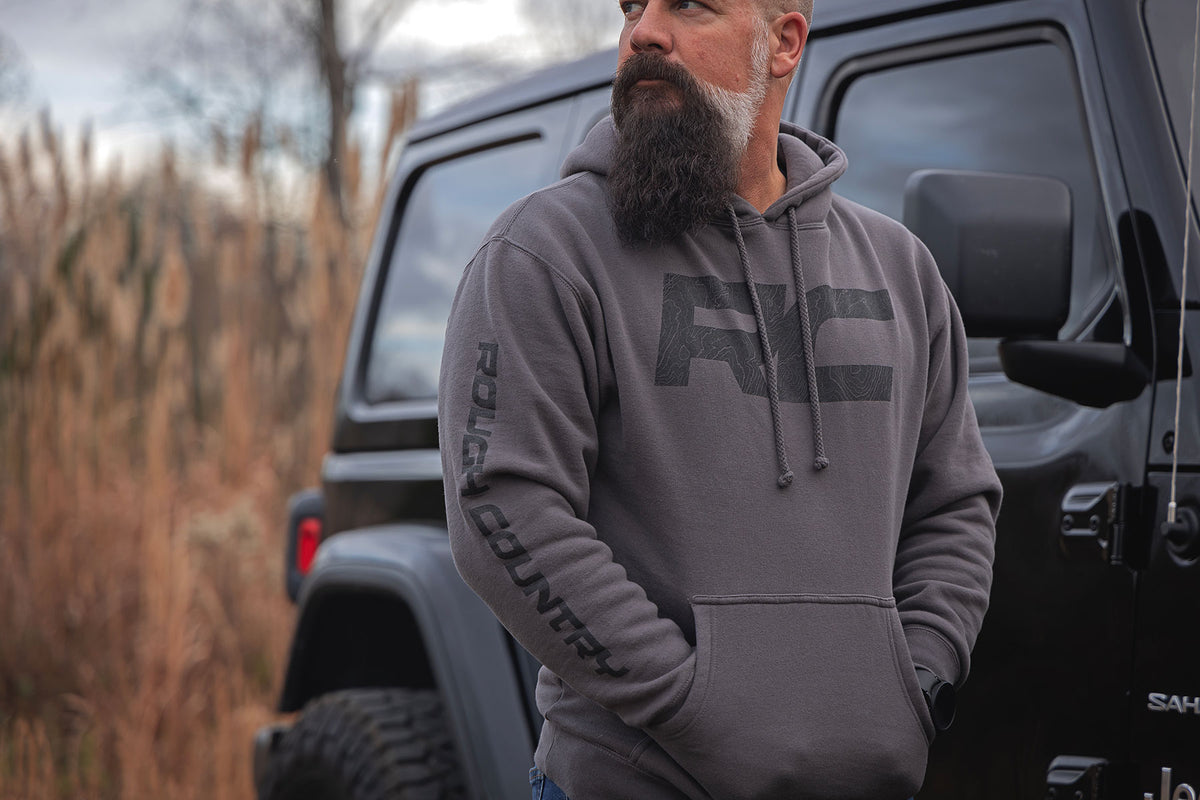 Rough Country Hoodie | RC Topographical Sleeve | Charcoal | 3XL