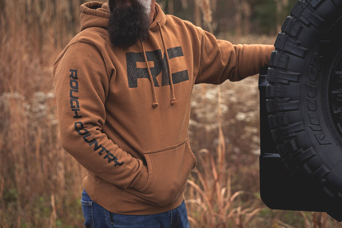 Rough Country Hoodie | RC Topographical Sleeve | Saddle | 2XL