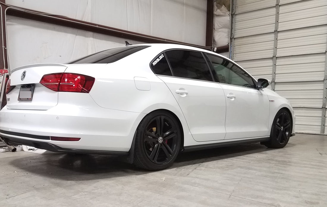 Rokblokz Short length in Black w/Black logo Installed on 2015 Jetta GLI