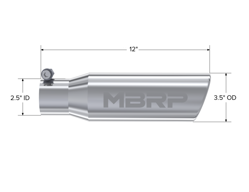 MBRP Universal Tip 3in O.D. Angled Rolled End 2 inlet 10 length - T5113