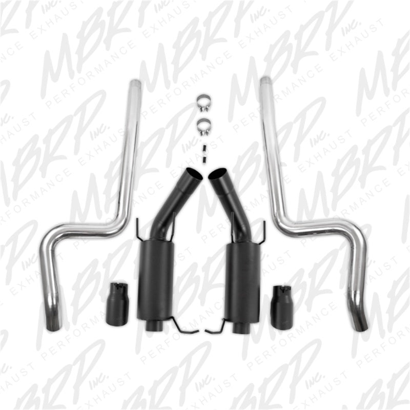 MBRP 11-14 Ford Mustang GT 5.0L 3in Cat Back Dual Split Rear Street Version 4in Tips - Black - S7258BLK