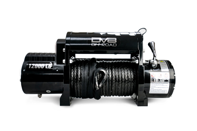 DV8 Offroad 12000 LB Winch w/ Synthetic Line &amp; Wireless Remote - Black