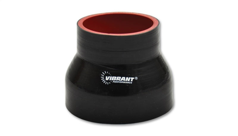 Vibrant 4 Ply Reinforced Silicone Transition Connector - 1.5in I.D. x 2in I.D. x 3in long (BLACK) - 2763