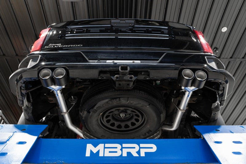 MBRP 19-21 Chevy Silverado 1500 6.2L 2.5in Dual Split Rear Cat Back w/ Quad Carbon Fiber Tips- T304 - S50053CF