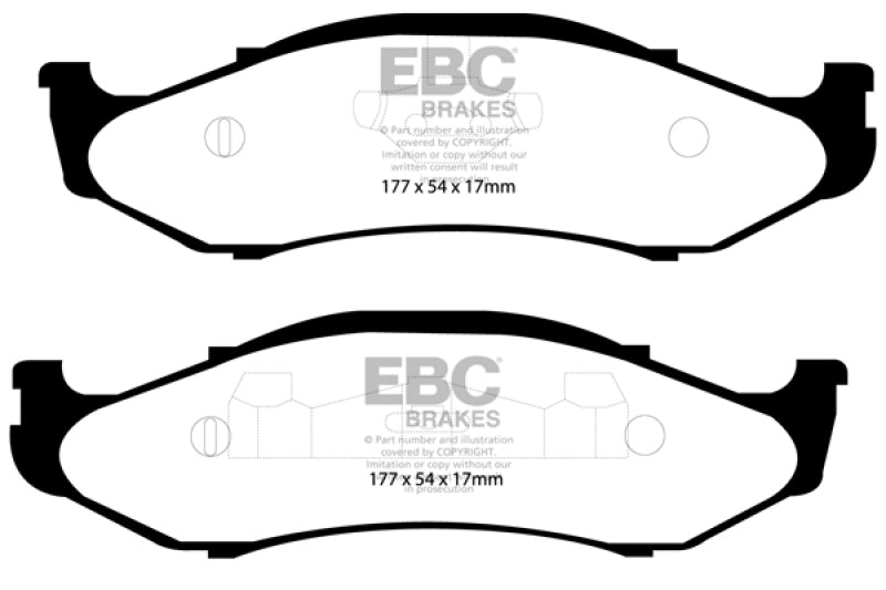 EBC 97-99 Jeep Cherokee 2.5 82mm High Rotors Yellowstuff Front Brake Pads - DP41255R