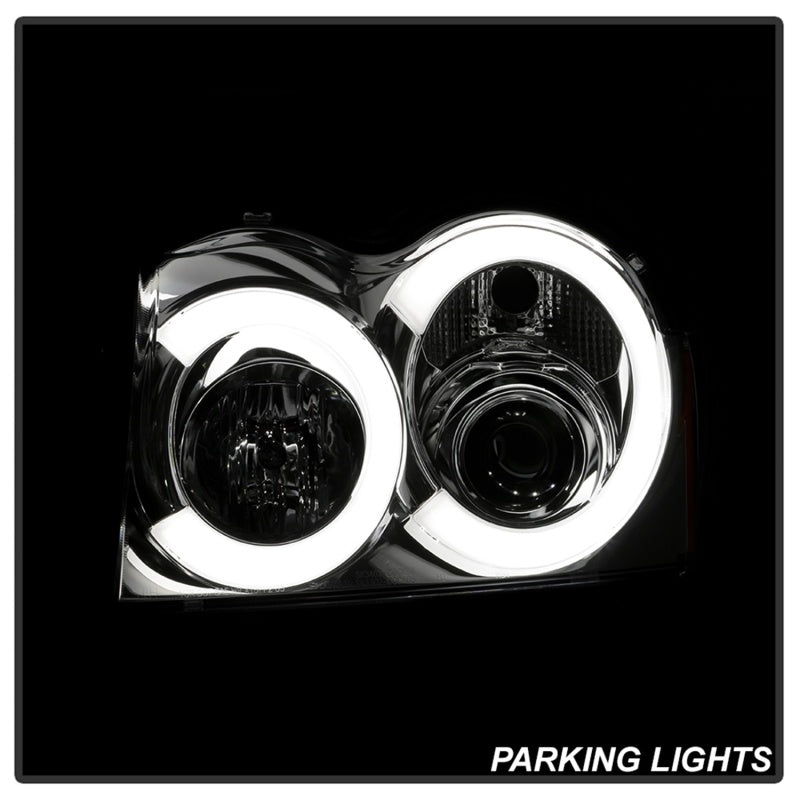 Spyder 05-07 Jeep Grand Cherokee - Light Bar Projector Headlights - Chrome - PRO-YD-JGC05V2-LB-C