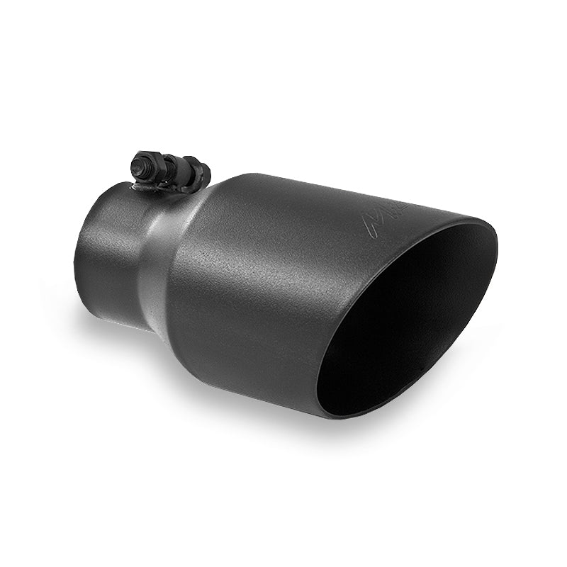 MBRP Universal 4in OD Dual Wall Angled 2.5in Inlet 8in Lgth Exhaust Tip - Black - T5123BLK