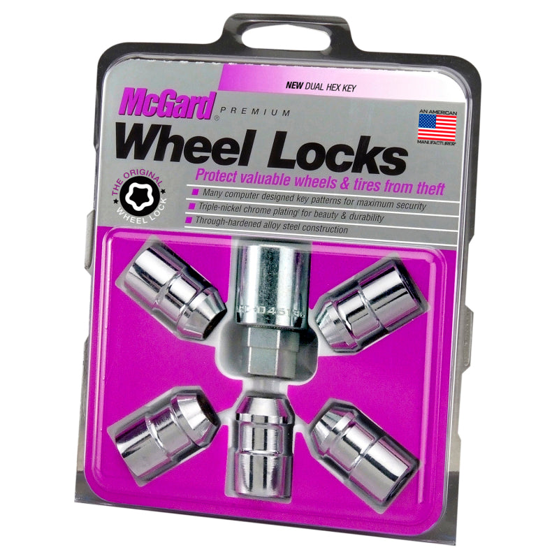 McGard Wheel Lock Nut Set - 5pk. (Cone Seat) 1/2-20 / 3/4 &amp;13/16 Dual Hex / 1.46in. Length - Chrome