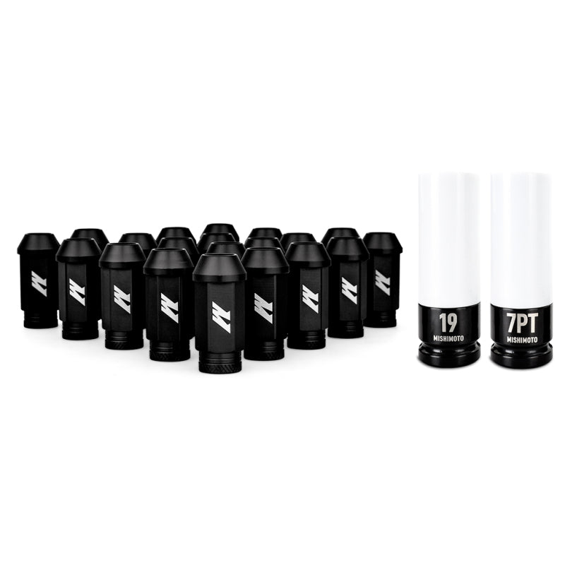 Mishimoto Aluminum Locking Lug Nuts M12x1.25 20pc Set Black - MMLG-125-20LBK