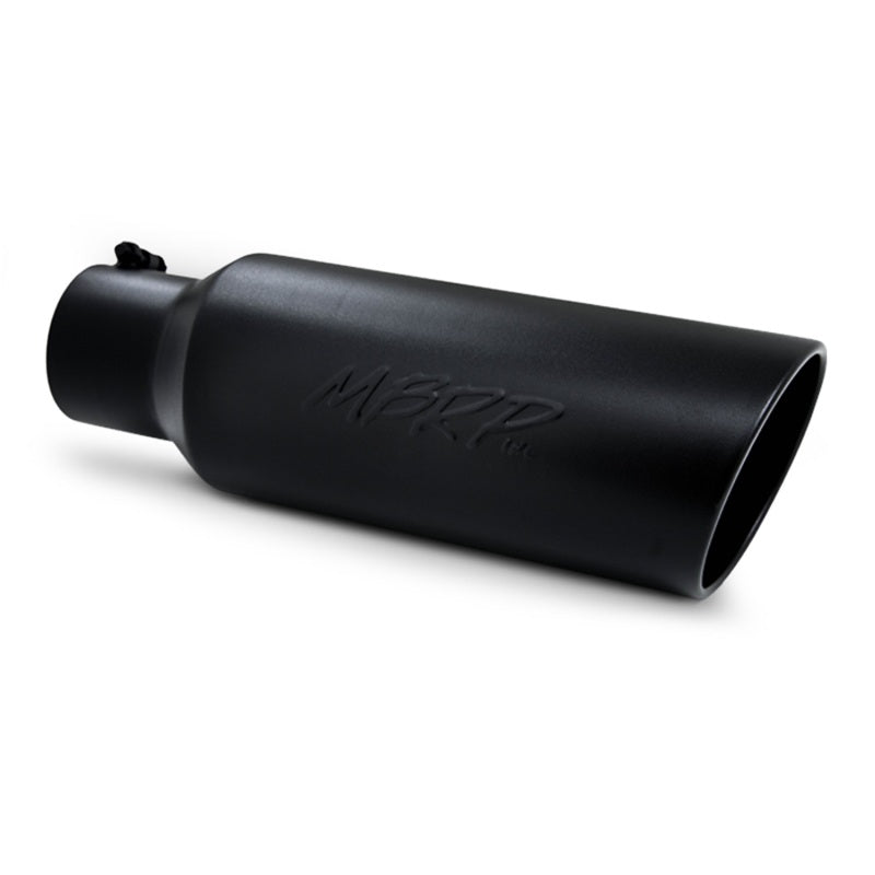 MBRP Universal Tip 6in OD Rolled End 4in Inlet 18in L Black Coated Exhaust Tip - T5130BLK