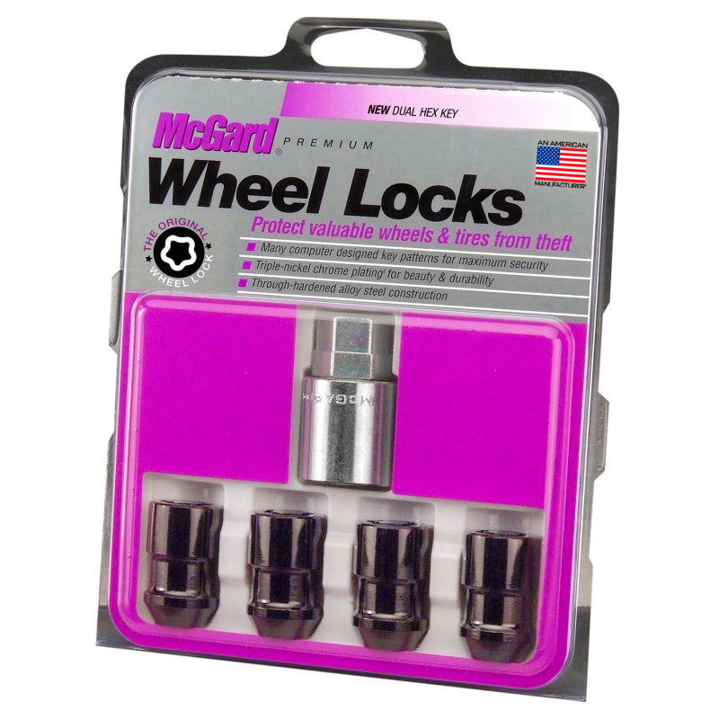 McGard Wheel Lock Nut Set - 4pk. (Cone Seat) 1/2-20 / 3/4 &amp; 13/16 Dual Hex / 1.46in. Length - Black