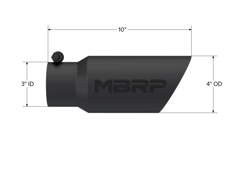 MBRP Universal Tip 4in OD 3in Inlet 10in Length Dual Wall Angled End Black - T5156BLK