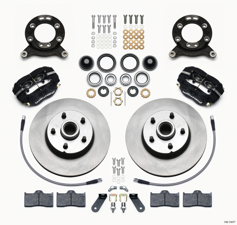 Wilwood Forged Dynalite-M Front Kit 11.30in 1 PC Rotor&amp;Hub 1970-1973 Mustang Disc &amp; Drum Spindle