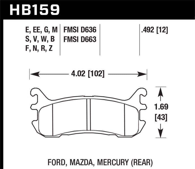 Hawk 94-97 &amp; 99-05 Mazda Miata DTC-30 Race Rear Brake Pads