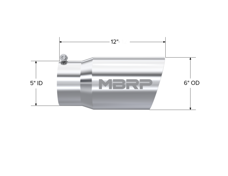 MBRP Universal Tip 6 O.D. Dual Wall Angled 5 inlet 12 length - T5074