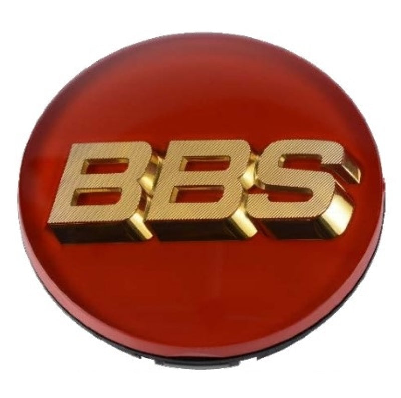 BBS Center Cap - 70mm Red w/ Gold 3D Logo (4-tab)