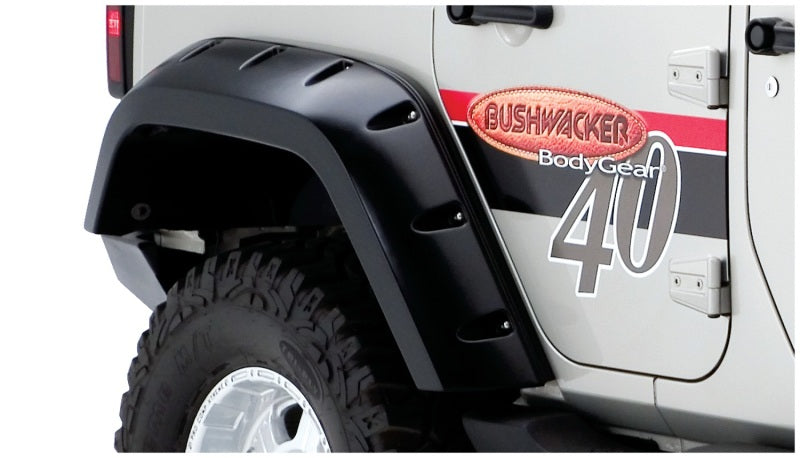 Bushwacker 07-18 Jeep Wrangler Unlimited Max Pocket Style Flares 2pc Extended Coverage - Black