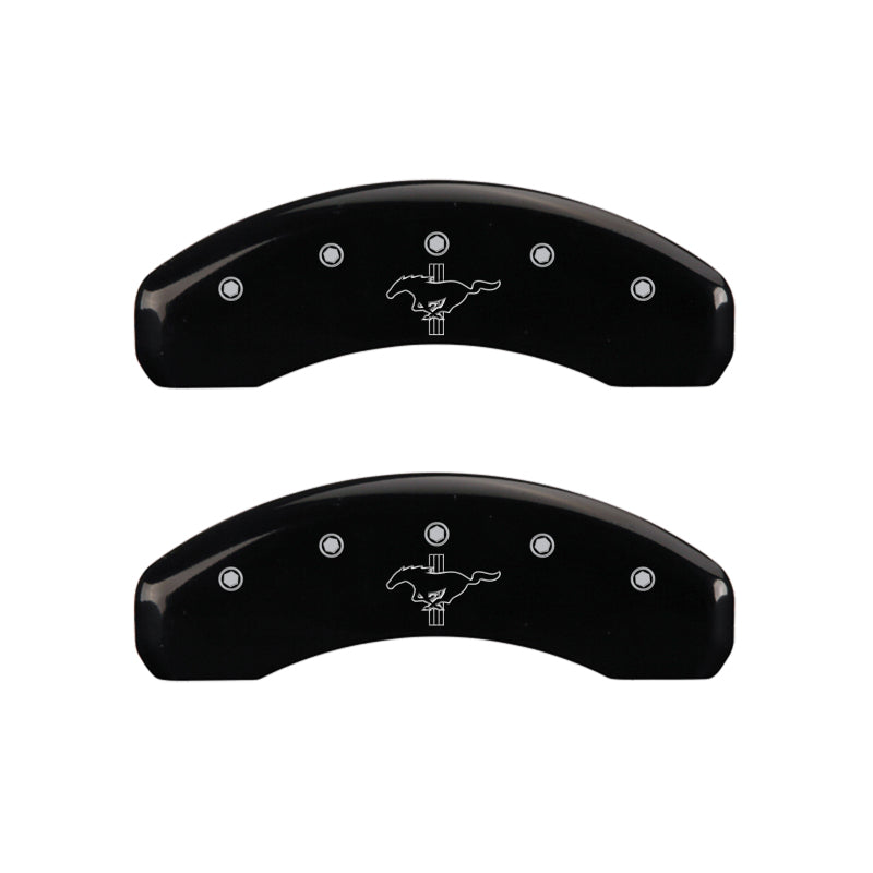 MGP 4 Caliper Covers Engraved Front 2015/Mustang Engraved Rear 2015/Bar &amp; Pony Black finish slvr ch