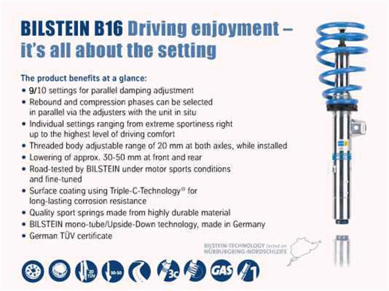 Bilstein B16 (DampTronic) 2015-2018 BMW M3/M4 F80/F82 Front &amp; Rear Performance Suspension System