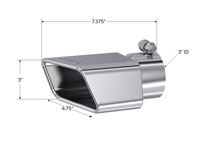 MBRP Universal Tip 4.50in x 2.75in ID Rectangle Angled Cut 3in OD Inlet 7in Lgth T304 Passenger Side - T5120