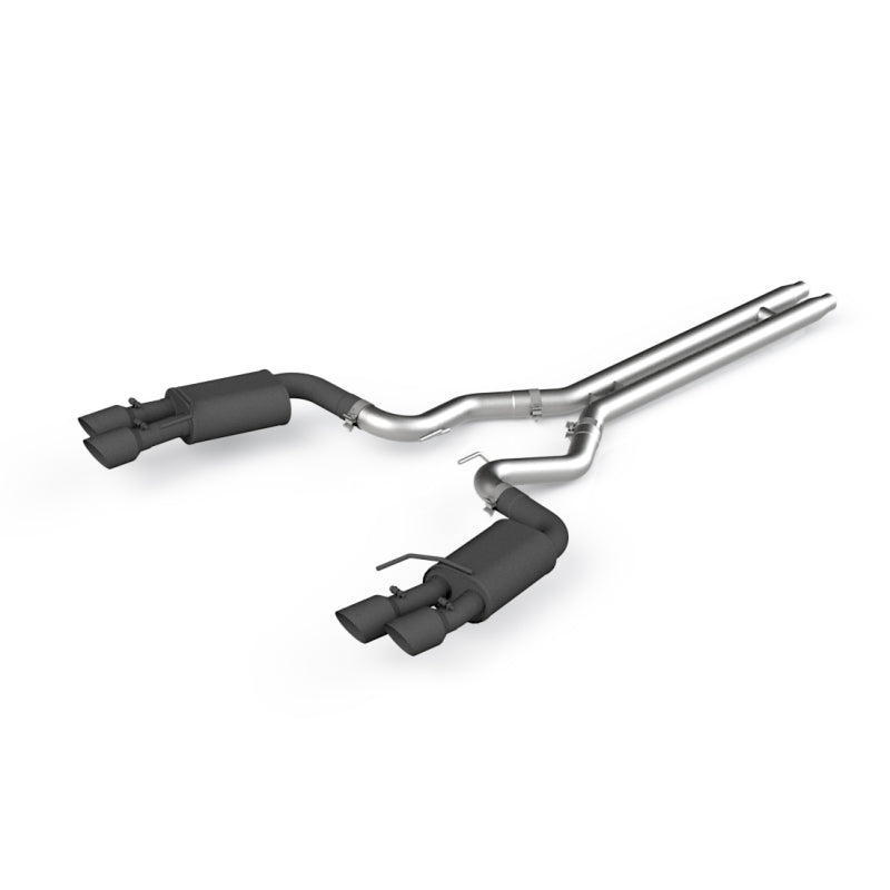 MBRP 18-19 Ford Mustang GT 5.0 3in Dual Split Rear Cat Back w/ Quad 4in Dual Wall Tips- Black Coated - S7205BLK