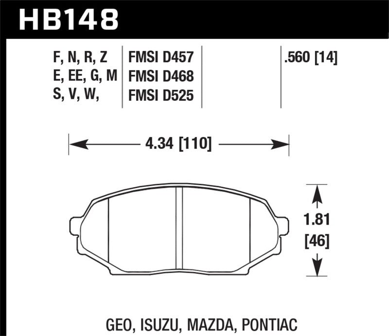 Hawk 90-93 Mazda Miata DTC-60 Front Race Brake Pad