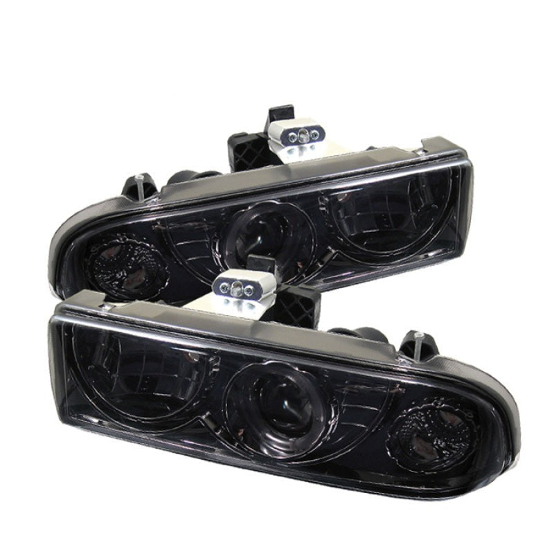 Spyder Chevy S10 98-04 Projector Headlights LED Halo Smke - Low H1 PRO-YD-CS1098-SMC