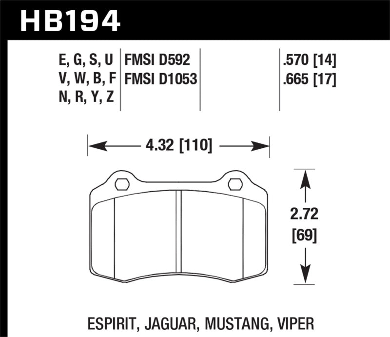 Hawk HPS 5.0 Rear Brake Pads HB194B.570