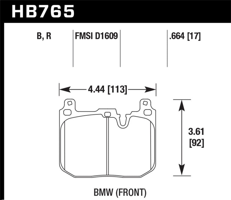 Hawk 2017 BMW 440i/M2-4 Black HP Plus Front Brake Pads HB765N.664