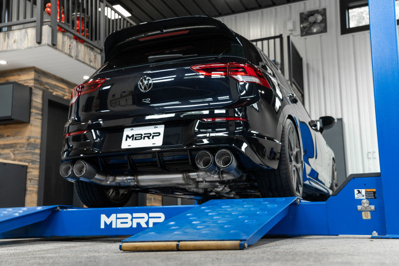 MBRP 2022 Volkswagon Golf R MK8 T304 Stainless Steel 3in Cat-Back, Quad Rear Exit- Carbon Fiber Tips - S46133CF