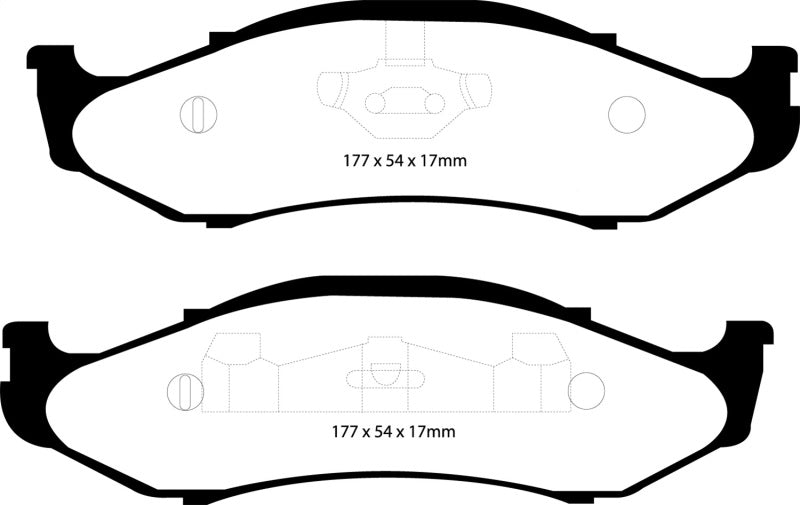 EBC 97-99 Jeep Cherokee 2.5 82mm High Rotors Yellowstuff Front Brake Pads - DP41255R