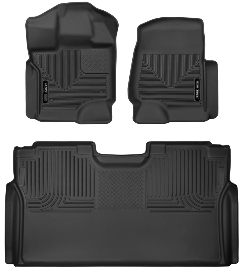 Husky Liners 15-23 Ford F-150 SuperCrew Cab X-Act Contour Front &amp; 2nd Row Seat Floor Liners - Black