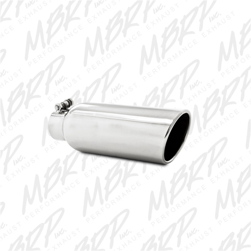 MBRP Universal Tip 4in OD 2.5in Inlet 12in Length Angled Cut Rolled End Clampless No-Weld T304 - T5150