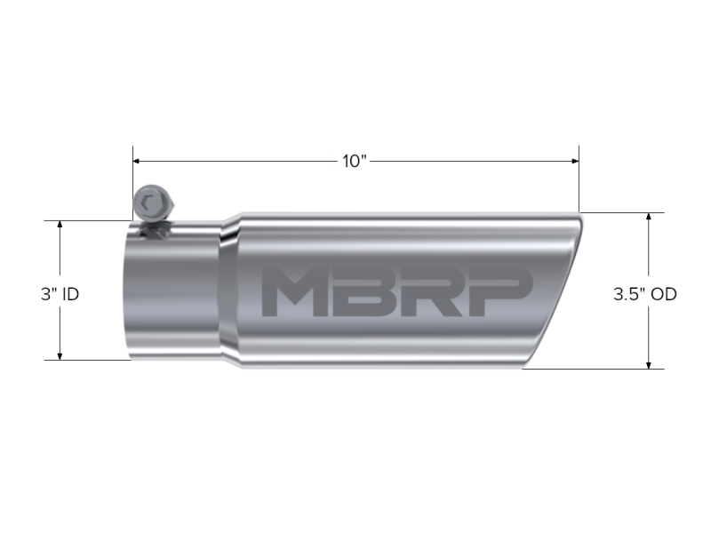 MBRP Universal Tip 3in O.D. Angled Rolled End 3 inlet 10 length - T5115