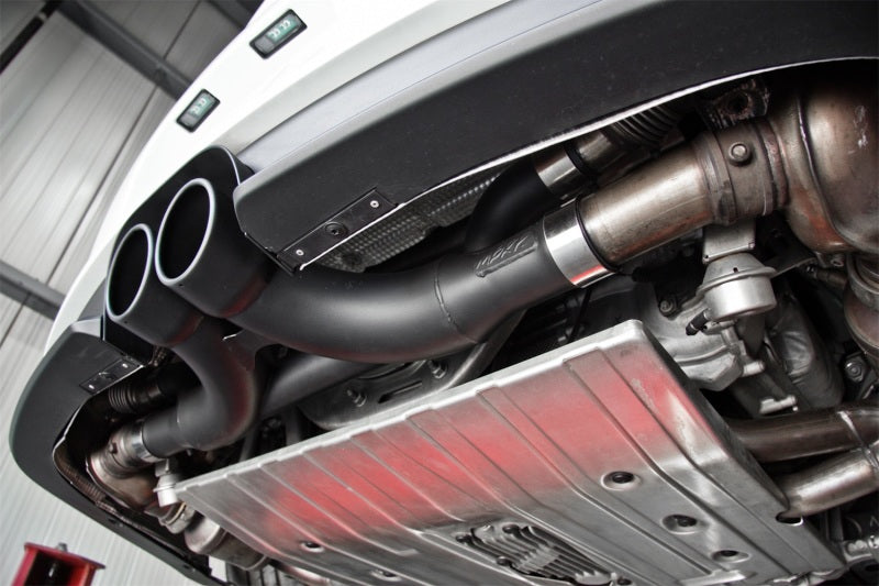 MBRP 14-15 Porsche GT3/GT3RS 3in Center Muffler Bypass 4in Tips - Black Coated - S7607BLK