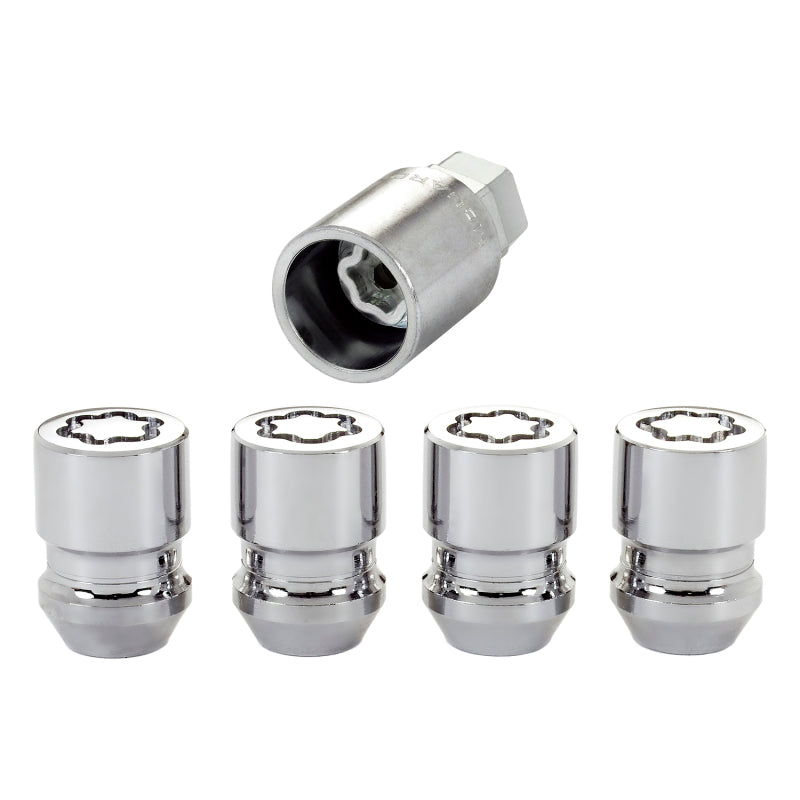 McGard Wheel Lock Nut Set - 4pk. (Cone Seat) M12X1.25 / 19mm &amp; 21mm Dual Hex / 1.28in. L - Chrome